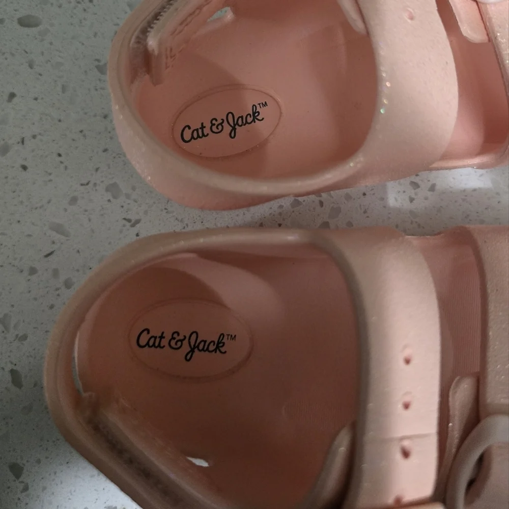 Cat & Jack Peach Glitter Kids Sandals